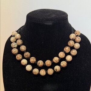 Elegant Tan Beaded Necklace
